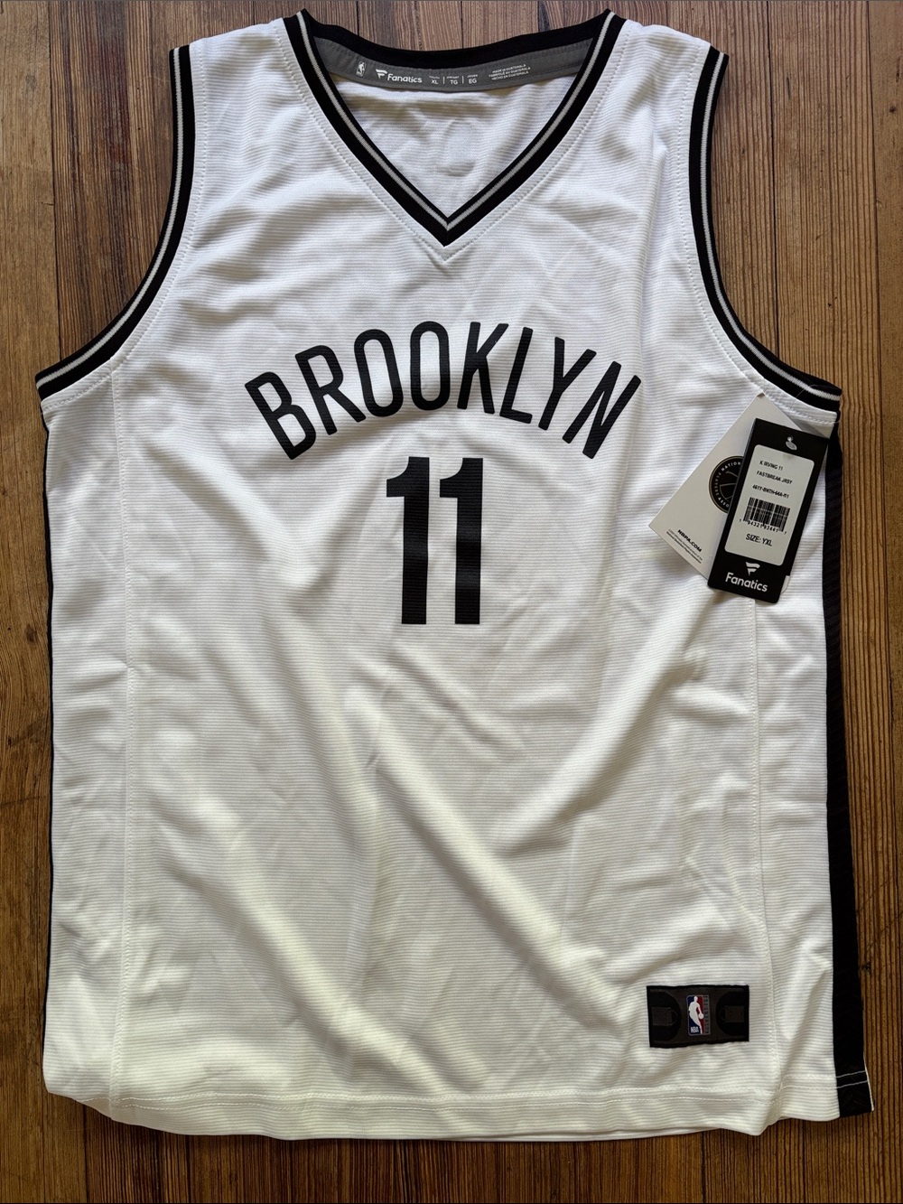 Fanatics White and Black Brooklyn #11 Basketball Jersey